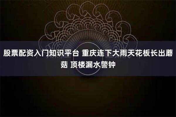 股票配资入门知识平台 重庆连下大雨天花板长出蘑菇 顶楼漏水警钟